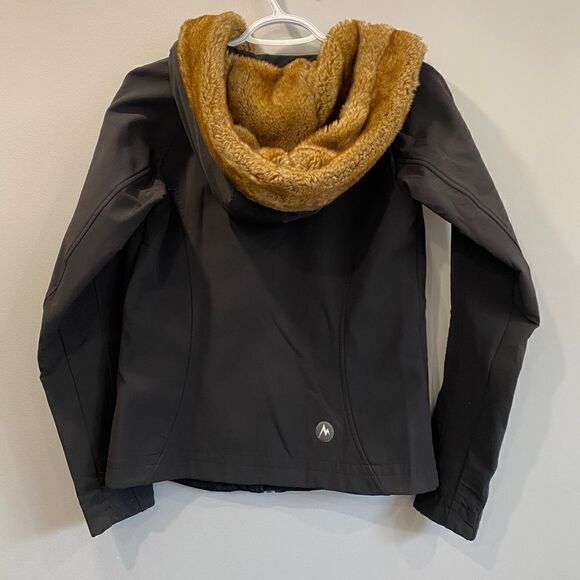 Marmot Faux Fur Hood Black Zip Jacket in Black - Picture 9 of 13